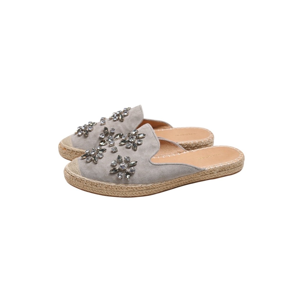Halogen Blythe Stone Suede Crystal embellished Mule Espadrille size 9